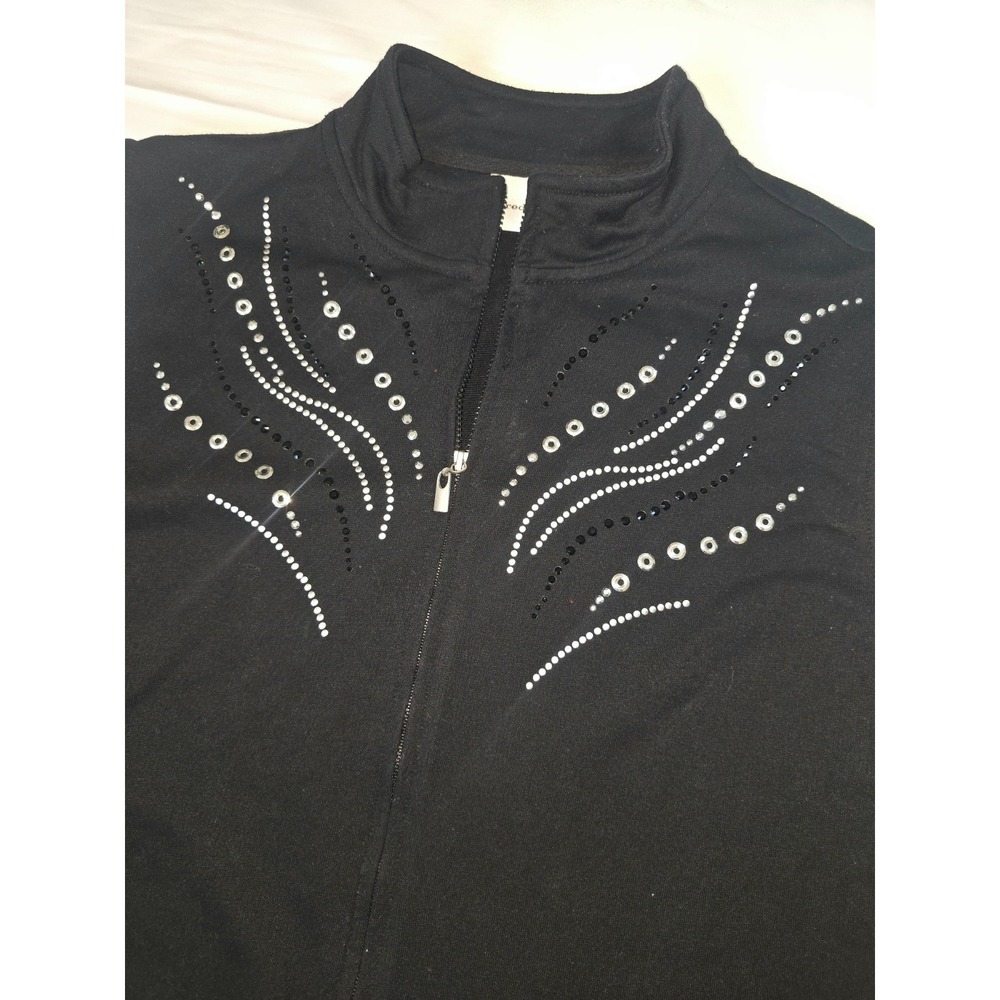 Alfred Dunner Vest Women Black Size 10‎ Zip Up Embellished